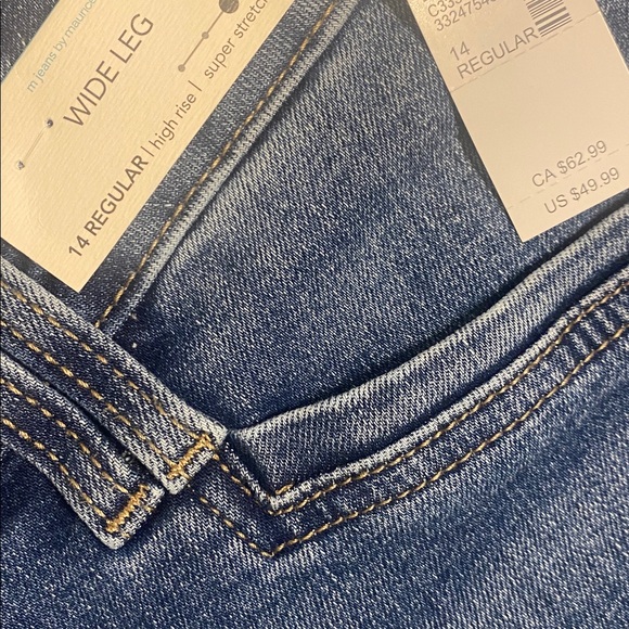 NWT MAURICES Slant Pocket Stretch Wide Leg Jeans 30” Inseam 14 - Picture 8 of 12